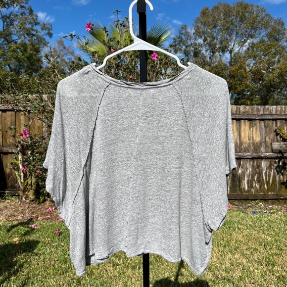 We The Free People Weekend Linen Blend Relaxed Fit Crop T Shirt in Grey Size M - Picture 4 of 9
